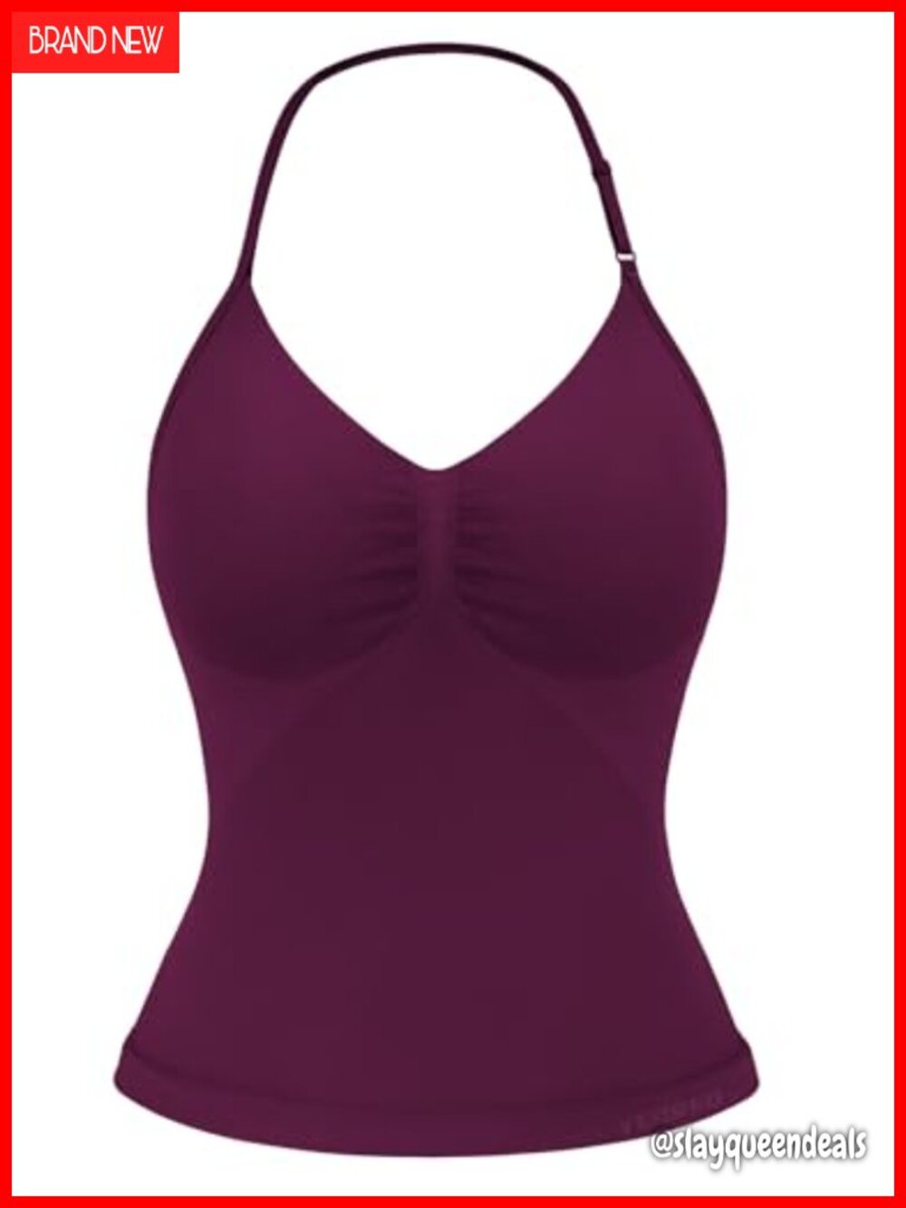 Nylon Spandex Halter Workout Tank Top with Built-in Bra and Strappy Back